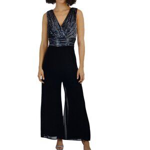 NWT Connected Petite Sleeveless V-Neck Metallic Jumpsuit Varies